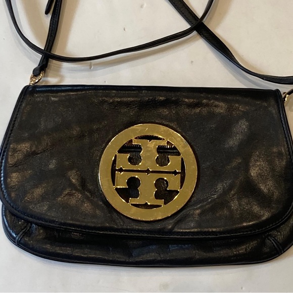 Tory Burch Handbags - Tory Burch Black Leather Clutch Shoulder Bag